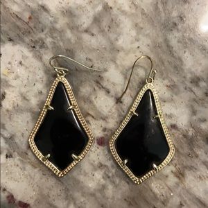 Alex gold drop earrings in black opaque glass